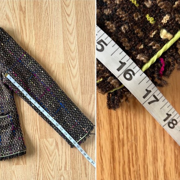 Patti and Leo Womens Jacket Sz M Checked Brown Multi-Color Fringed for Two Bits - Picture 7 of 10